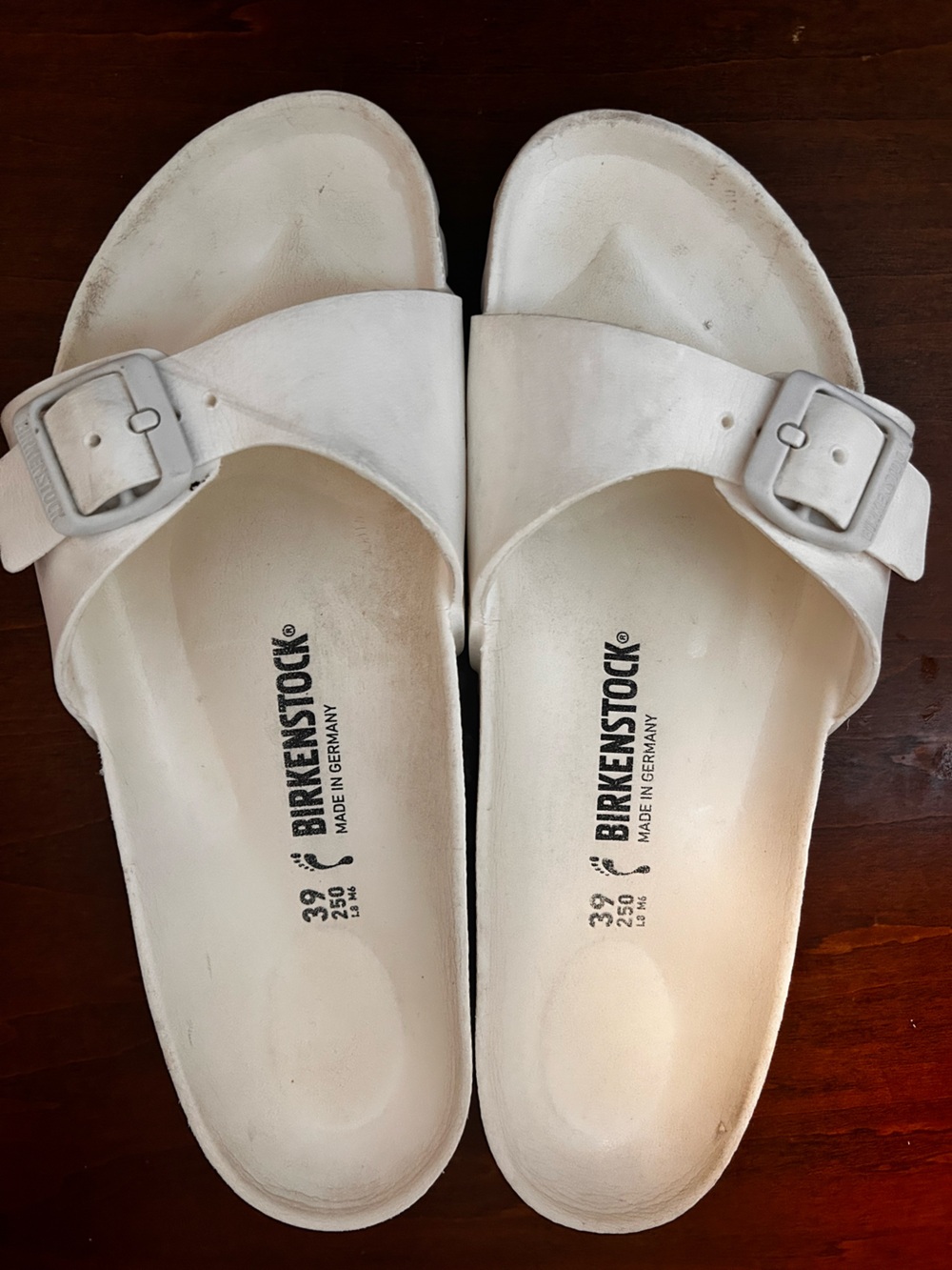 Birkenstock White Single Strap Slide EVA Sandals with Buckle 39/8.5 - Picture 2 of 14
